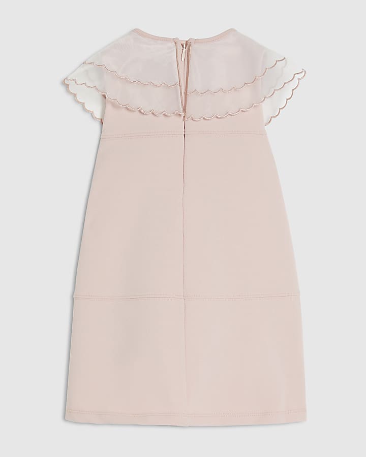 Mini Girls Pink Organza Collar Dress