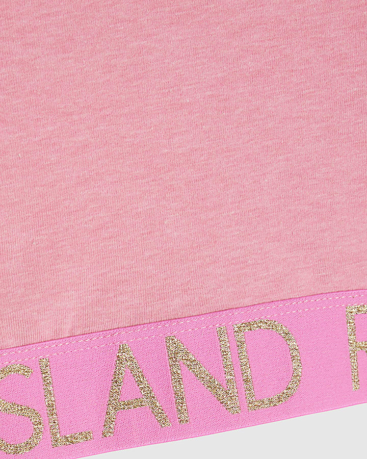 Girls Pink Cut Out Waistband Top