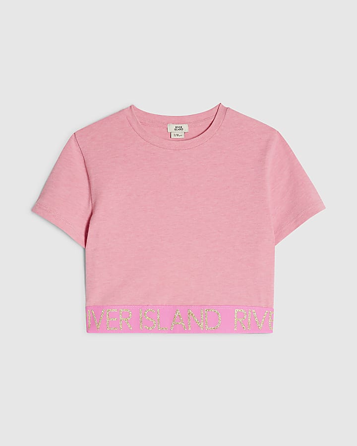 Girls Pink Cut Out Waistband Top