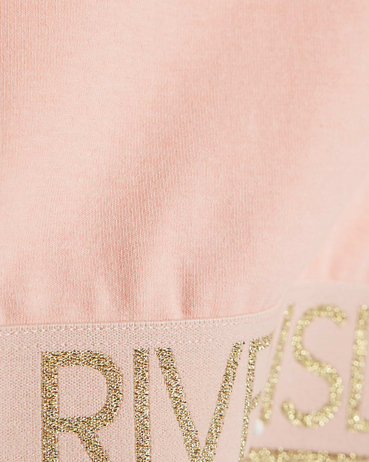 Girls Pink Cut Out RI Waistband Top