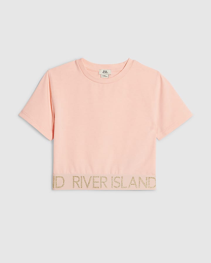 Girls Pink Cut Out RI Waistband Top
