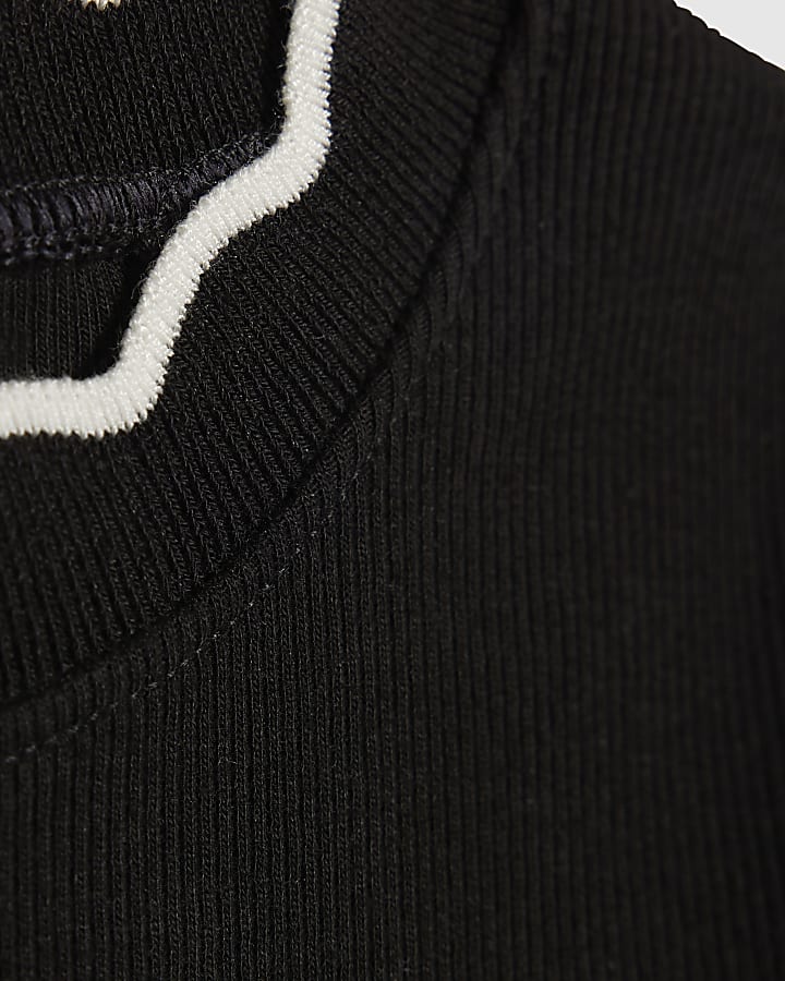 Girls Black Scallop Edge T-Shirt