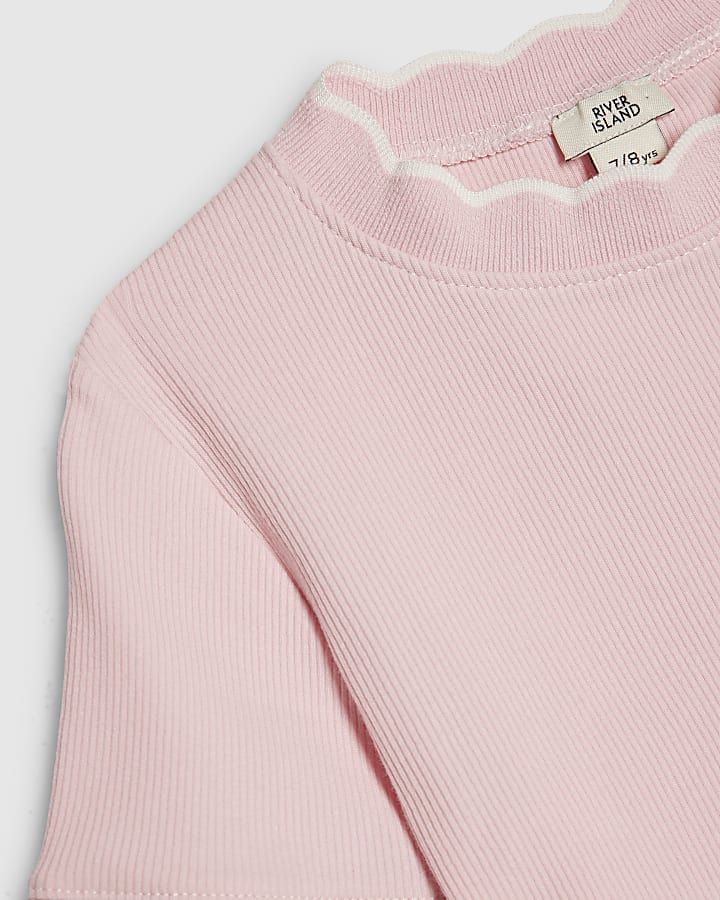 Girls Pink Scallop Edge T-Shirt