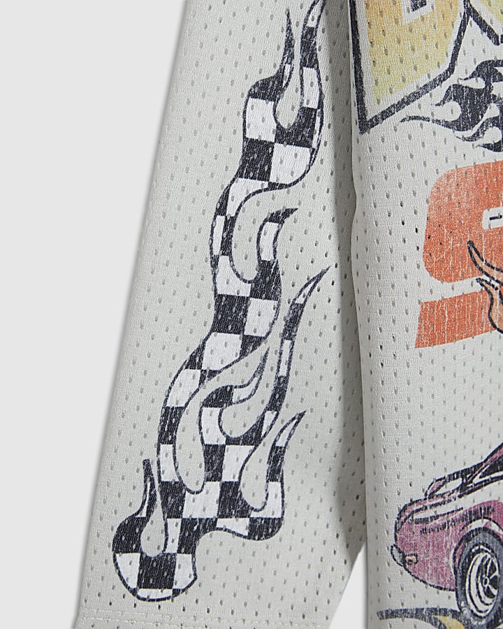 Mini Boys White Mesh Car T-Shirt