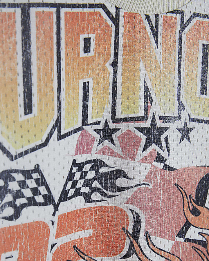 Mini Boys White Mesh Car T-Shirt