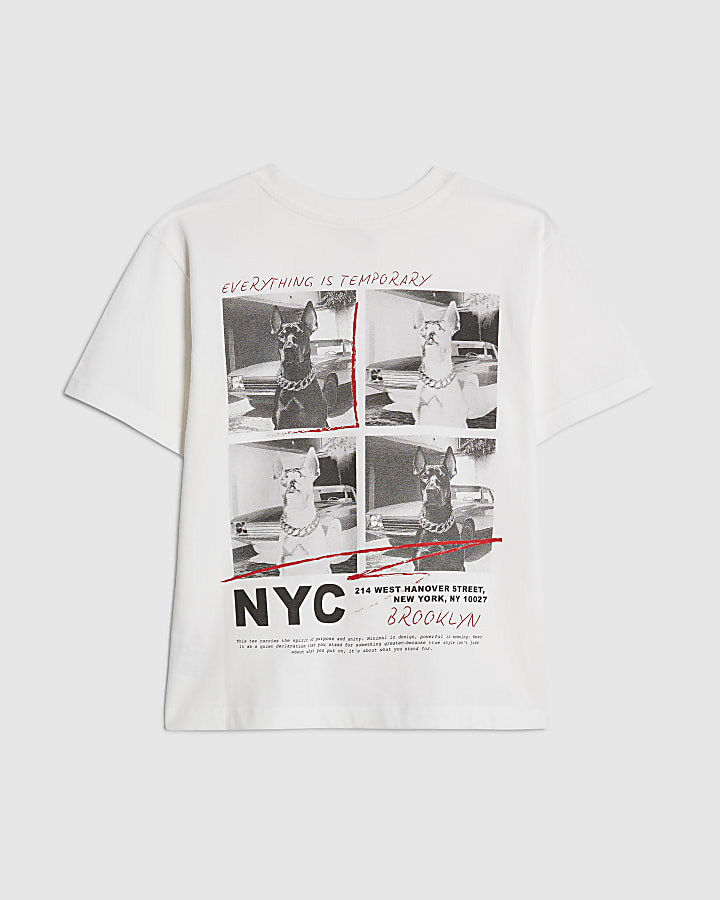 Boys White Photo Dog T-Shirt
