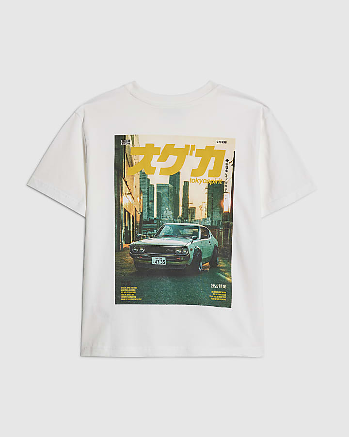 Boys White Tokyo Car T-Shirt