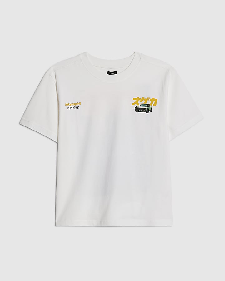 Boys White Tokyo Car T-Shirt