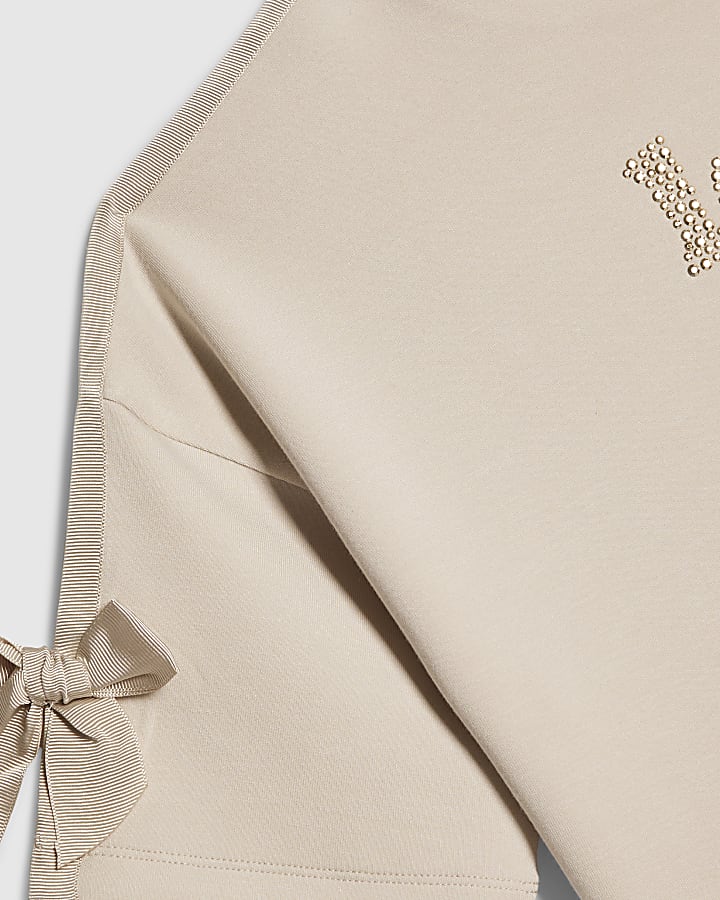 Girls Cream Love Embellished T-Shirt