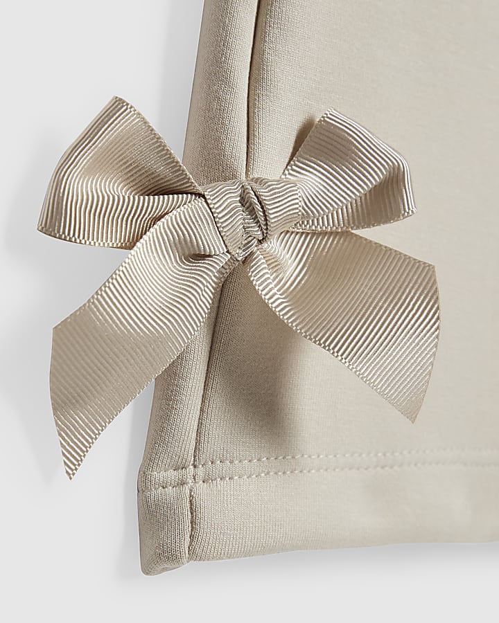 Girls Cream Wide Leg Bow Trousers