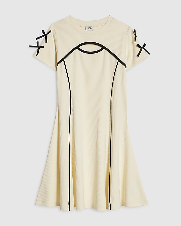 Girls Cream Cut Out Dress