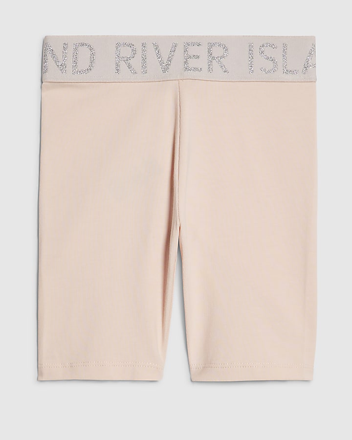 Mini Girls Pink RI Waistband Cycling Shorts