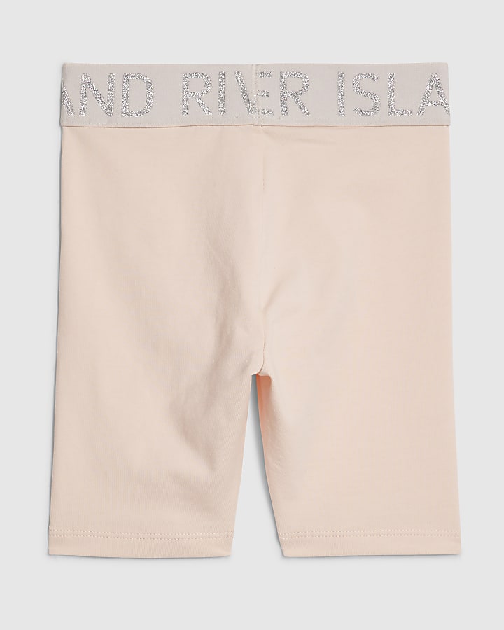 Mini Girls Pink RI Waistband Cycling Shorts