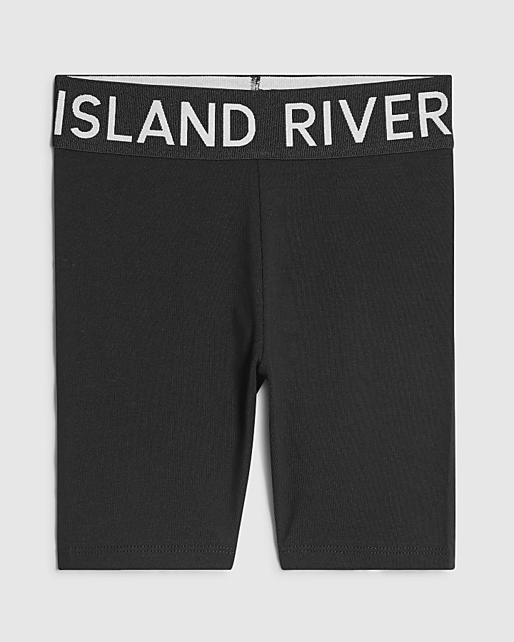 Mini Girls Black RI Waistband Cycle Shorts