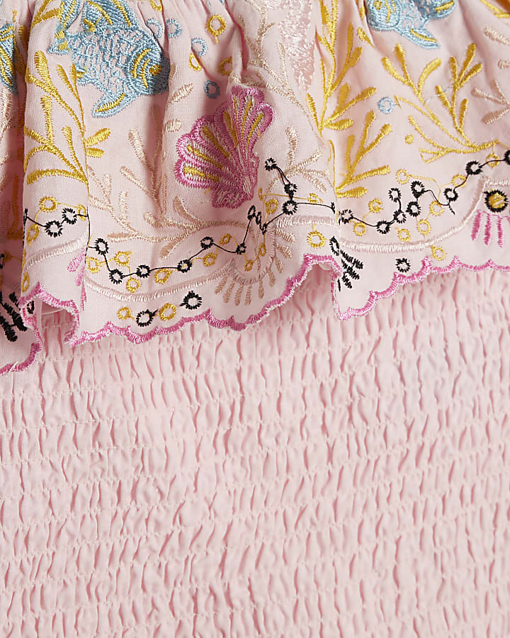 Mini Girls Pink Seahorse Top & Skirt Set