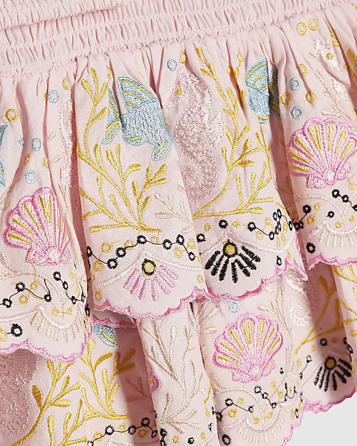 Mini Girls Pink Seahorse Top & Skirt Set
