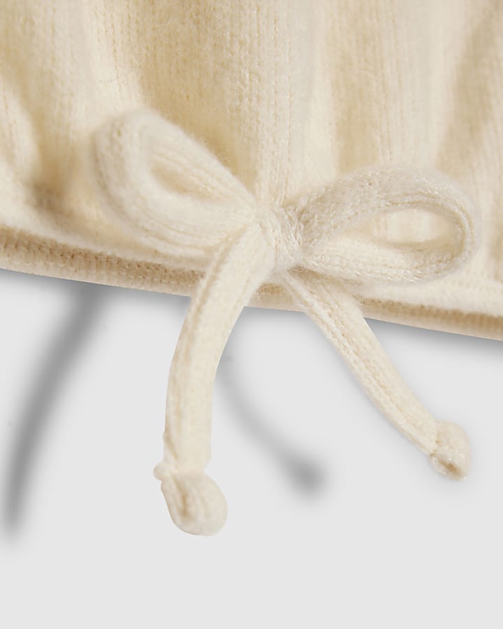 Girls Cream Cosy Bubble Hem Tie Sweatshirt