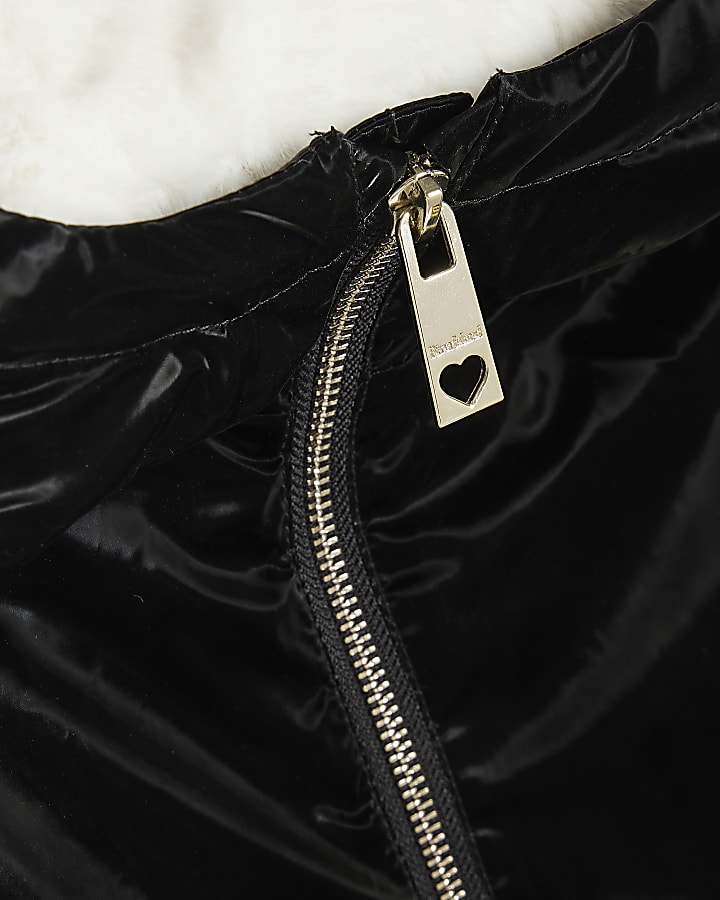 Girls Black Black High Shine Rain Mac