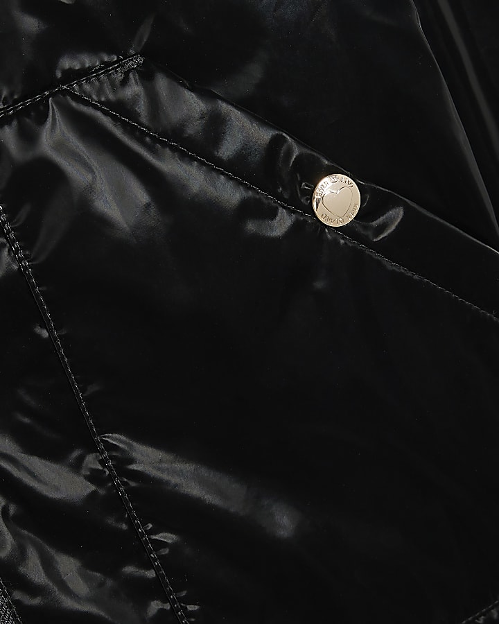 Girls Black Black High Shine Rain Mac