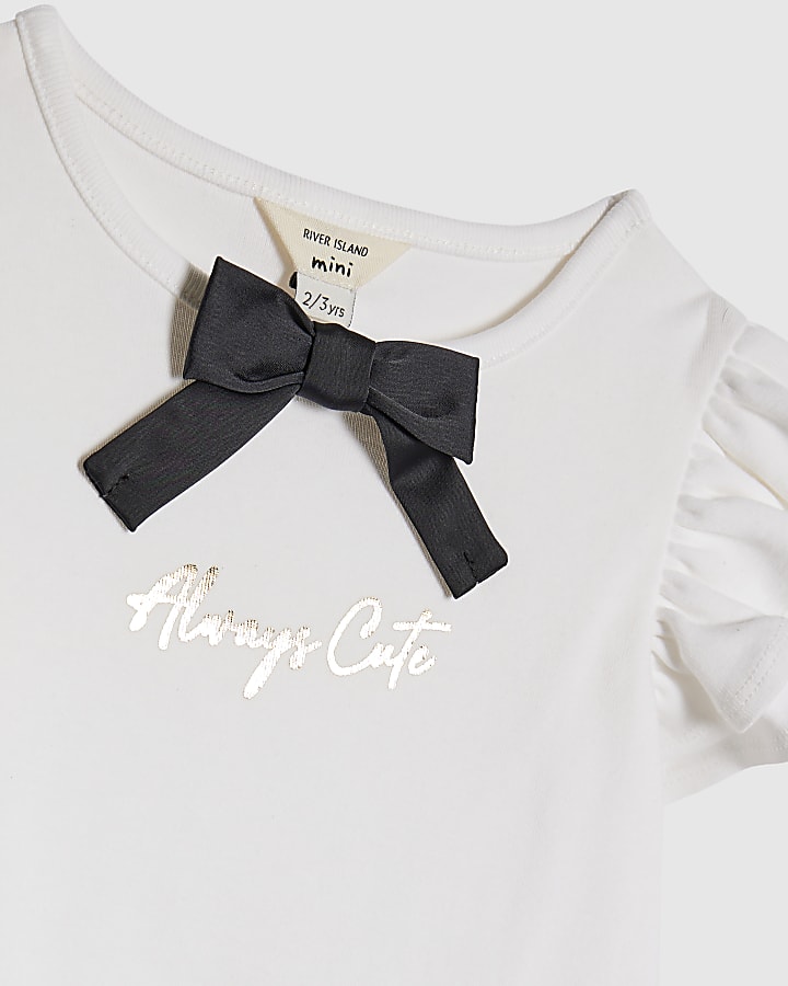 Mini Girls White Faux Suede Skort Set