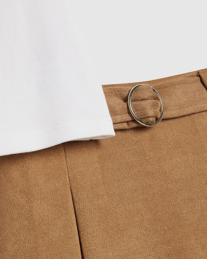 Mini Girls White Faux Suede Skort Set