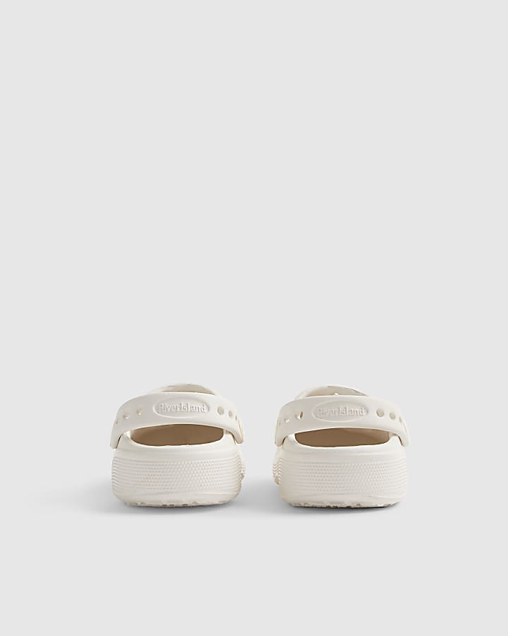Mini Girls White Shell Clogs