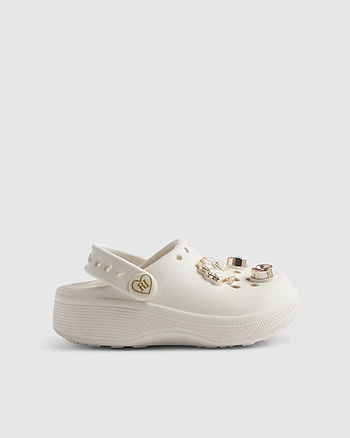 Mini Girls White Shell Clogs