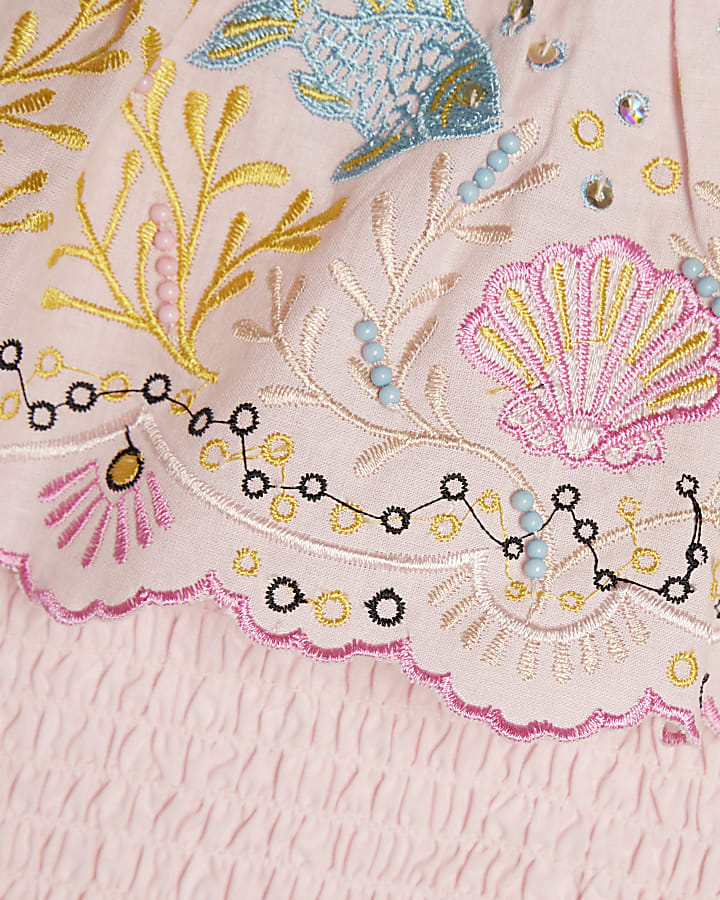 Girls Pink Seahorse Top & Skirt Set