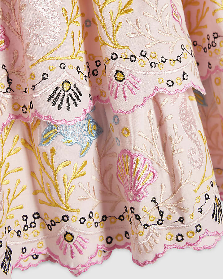 Girls Pink Seahorse Top & Skirt Set