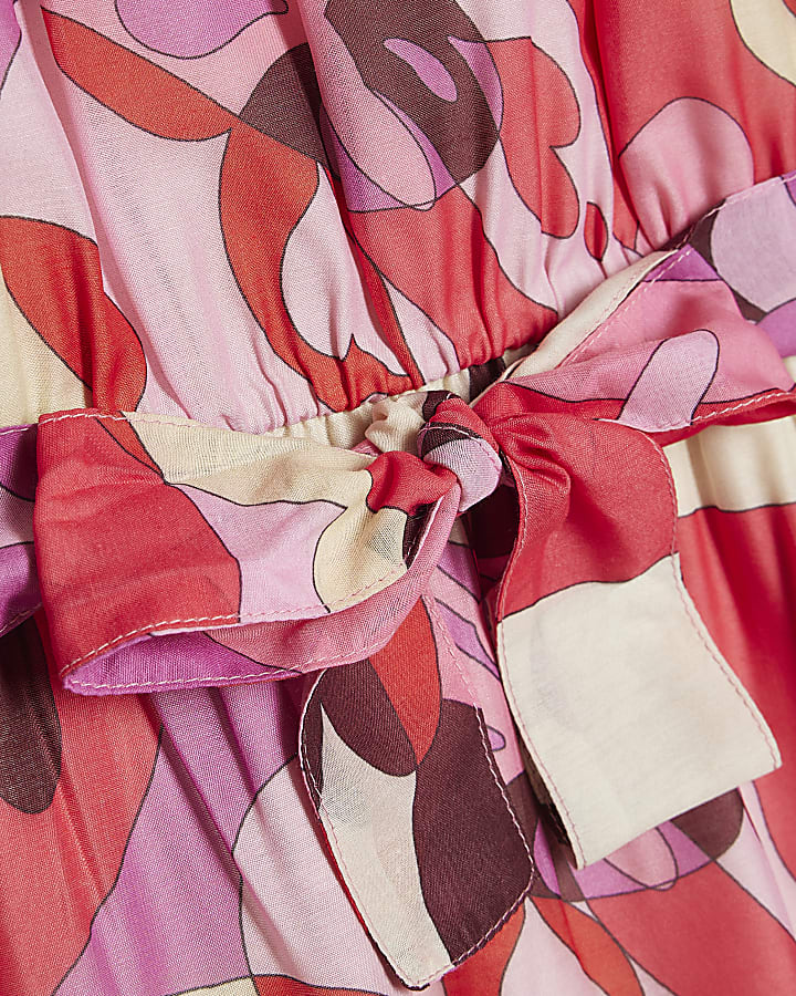 Girls Pink Satin Halter Neck Dress
