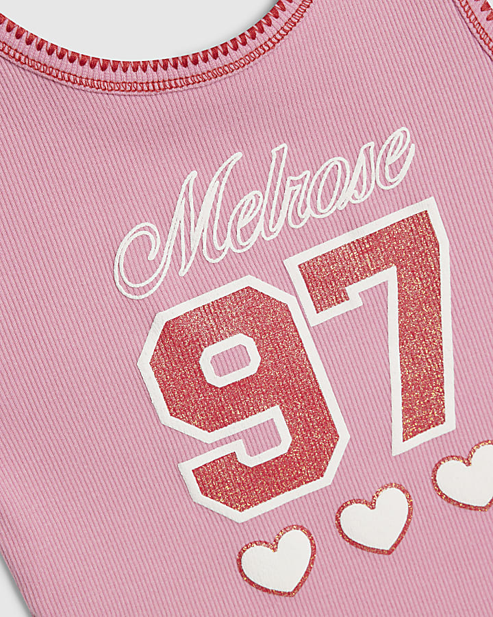 Girls Pink Number Pack Of 2 Tank Tops