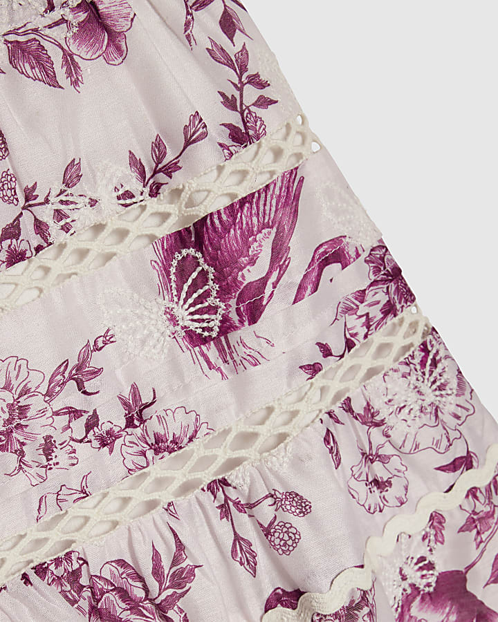 Girls Purple Toile Halter Set