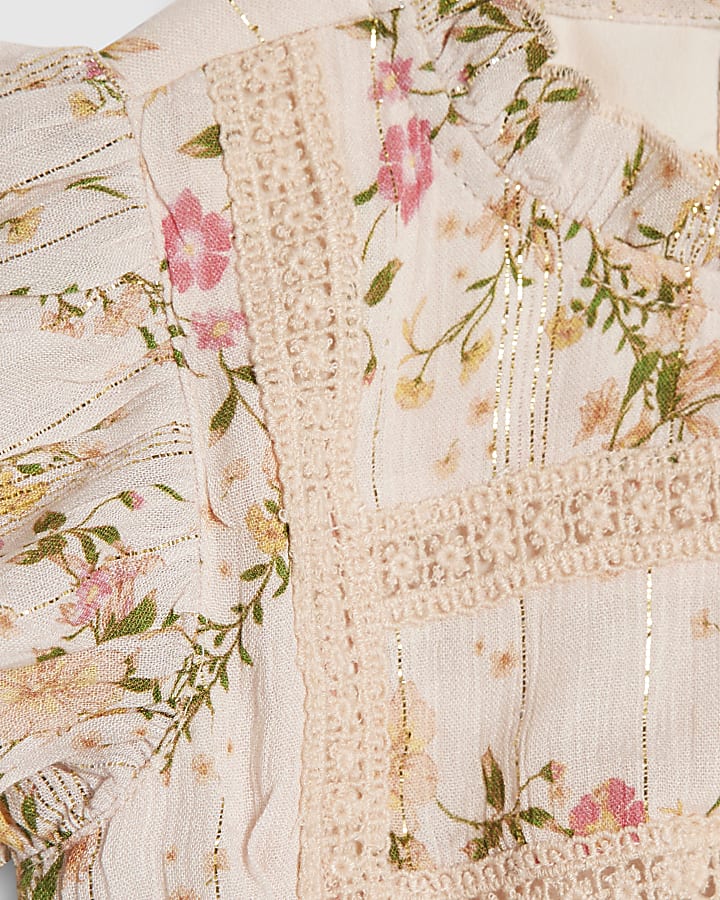 Mini Girls Pink Floral Frill Dress