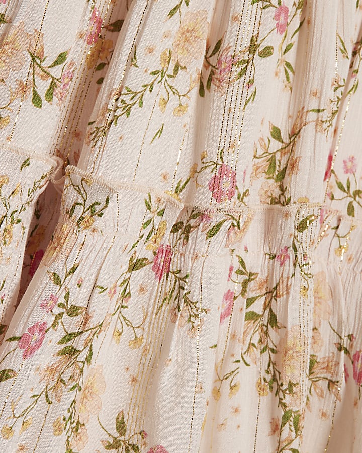 Mini Girls Pink Floral Frill Dress