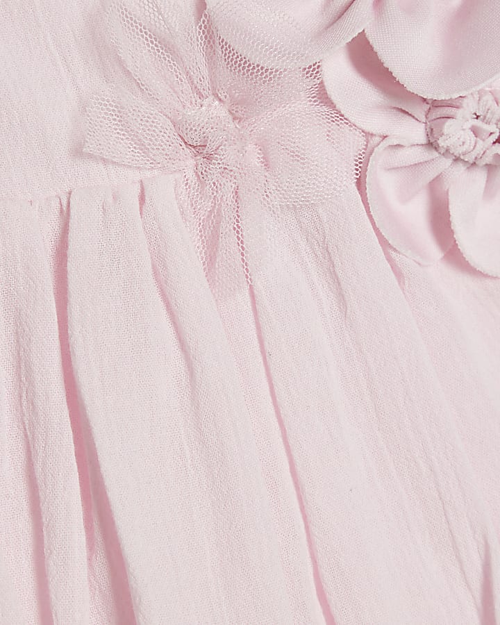 Baby Girls Pink Smock 3D Flower Top Set