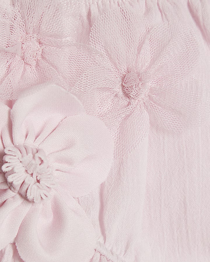 Baby Girls Pink Smock 3D Flower Top Set