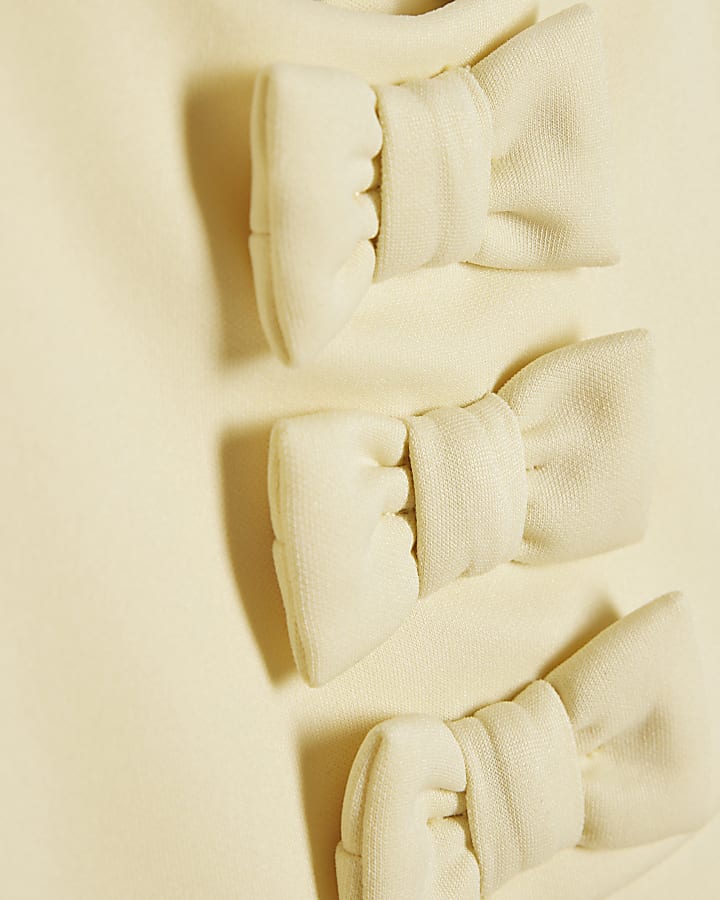 Baby Girls Yellow Frill Sleeve Bow Dress