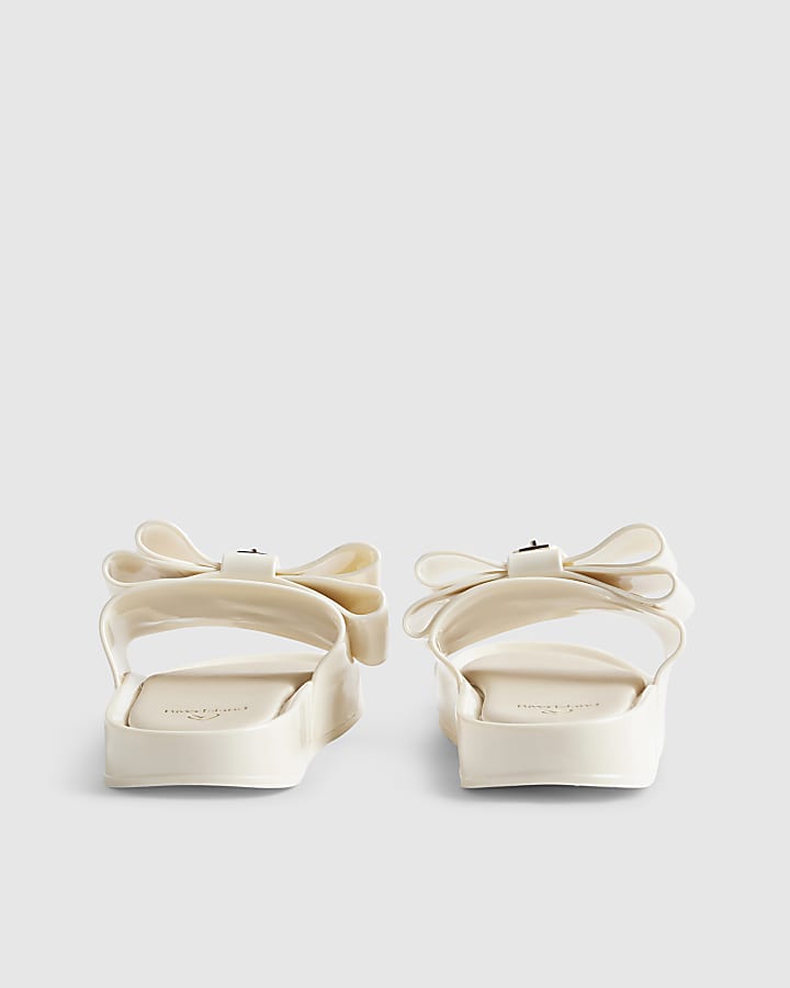 Girls Cream Bow Sliders