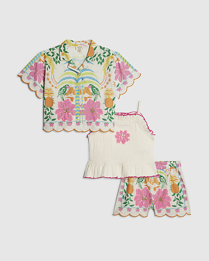 Mini Girls Multi Colour Shirt & Short Set