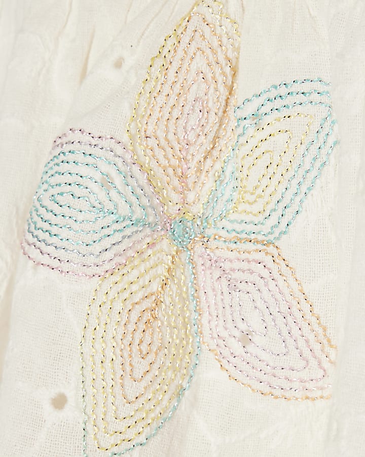 Mini Girls White Rainbow Whipstitch Top Set