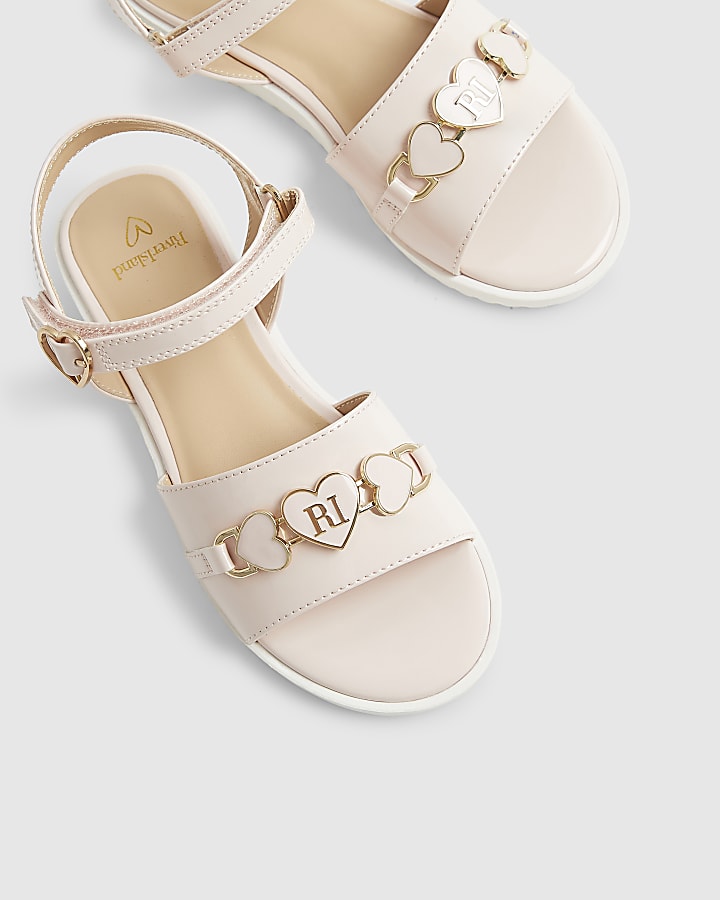 Girls Pink Patent Snaffle Sandals