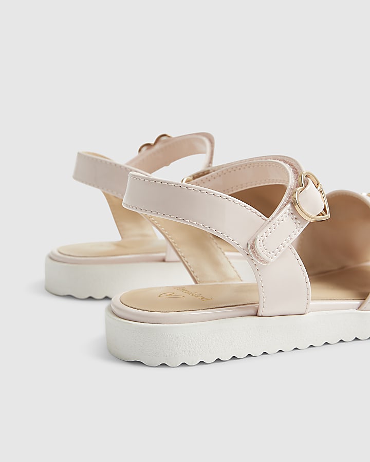 Girls Pink Patent Snaffle Sandals