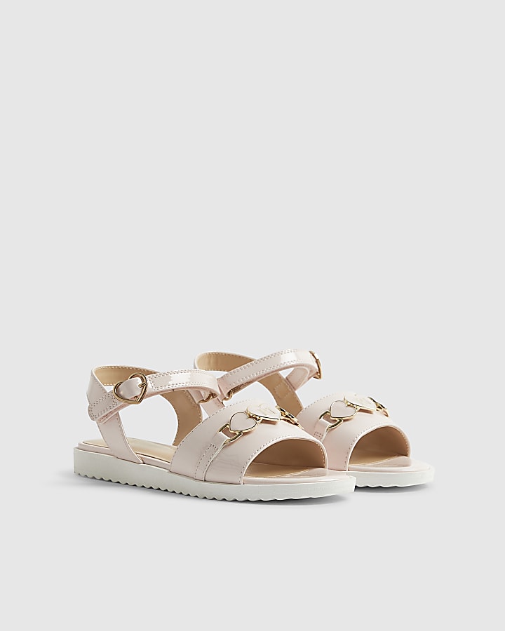Girls Pink Patent Snaffle Sandals