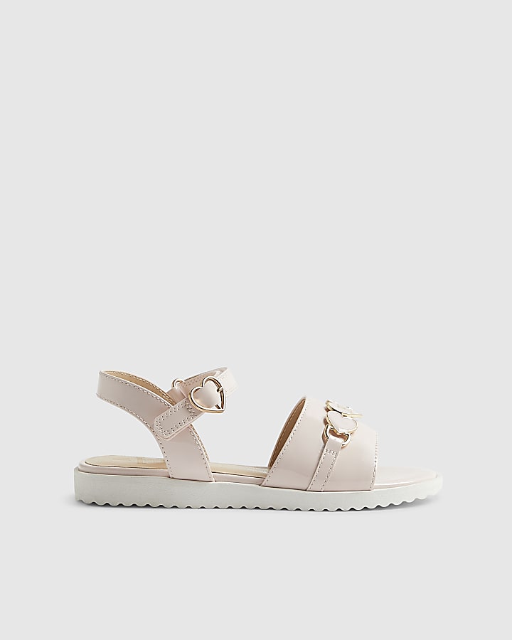 Girls Pink Patent Snaffle Sandals