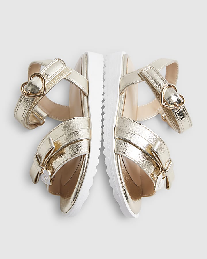 Mini Girls Gold Bow Sandals