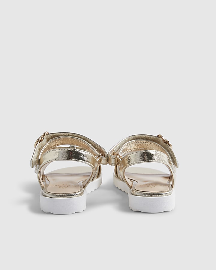 Mini Girls Gold Bow Sandals
