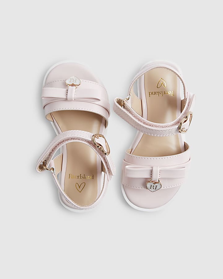 Mini Girls Pink Bow Sandals