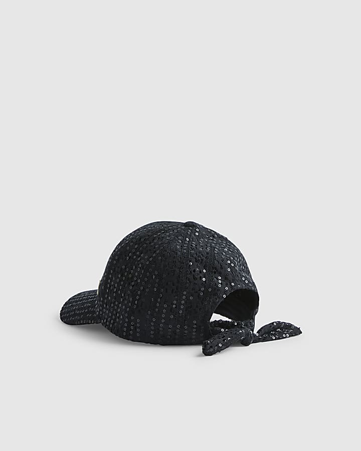 Girls Black Sequin Lace Cap