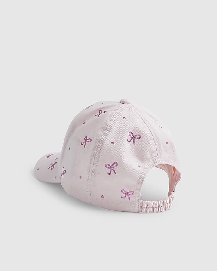 Mini Girls Pink Glitter Bow Cap