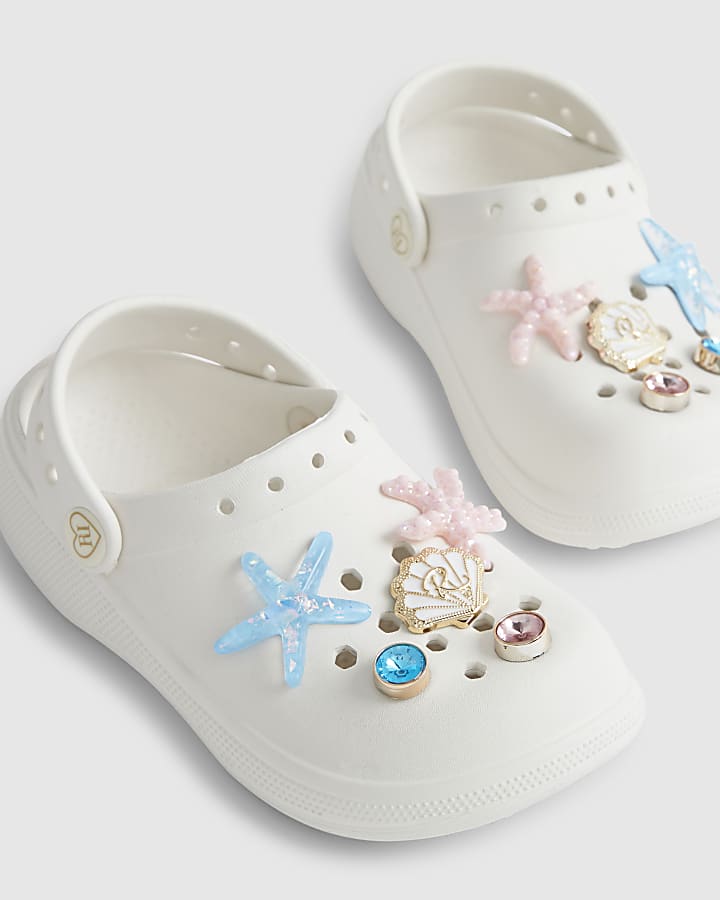 Girls White Shell Clogs
